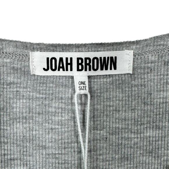 Joah Brown Ribbed Long Sleeve Tunic Top One Size New Heather Gray Soft Hi Low - Picture 7 of 8